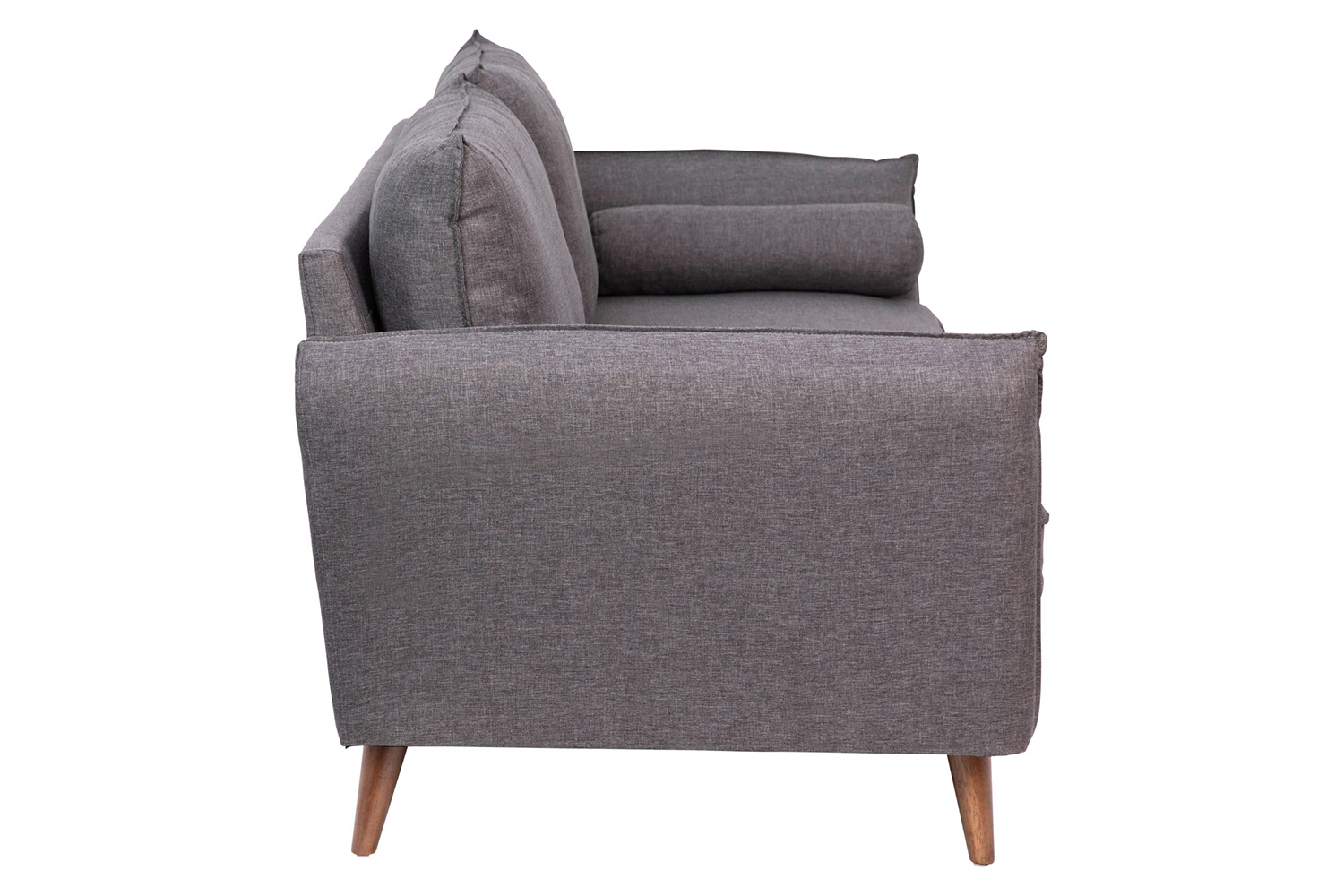 BLNK Evie Faux Linen Fabric Mid-Century Modern Sofa with Solid Wood Legs - Stone Gray