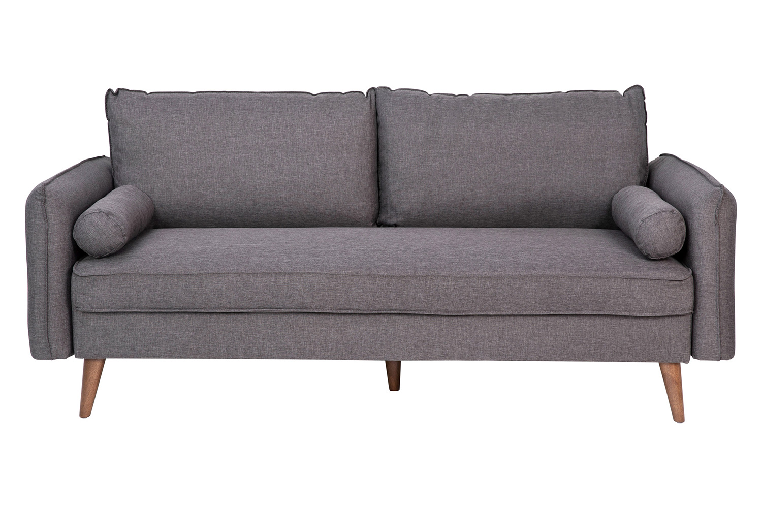 BLNK Evie Faux Linen Fabric Mid-Century Modern Sofa with Solid Wood Legs - Stone Gray