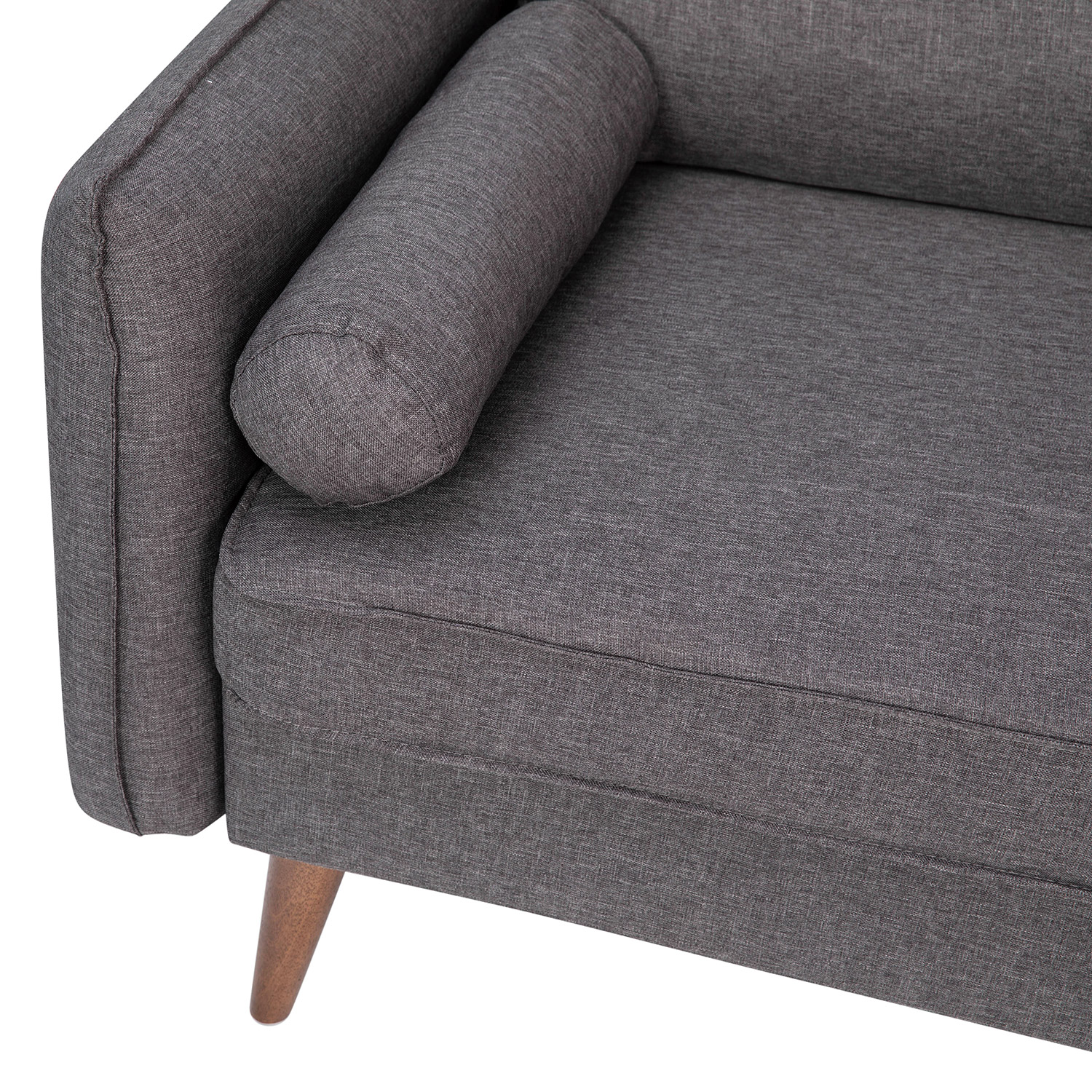 BLNK Evie Faux Linen Fabric Mid-Century Modern Sofa with Solid Wood Legs - Stone Gray