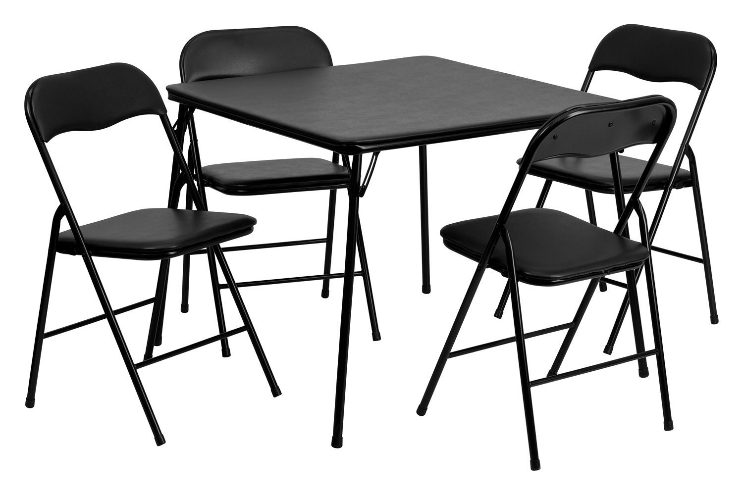 BLNK Madison Folding Card Table and Chair Set 5 Piece - Black