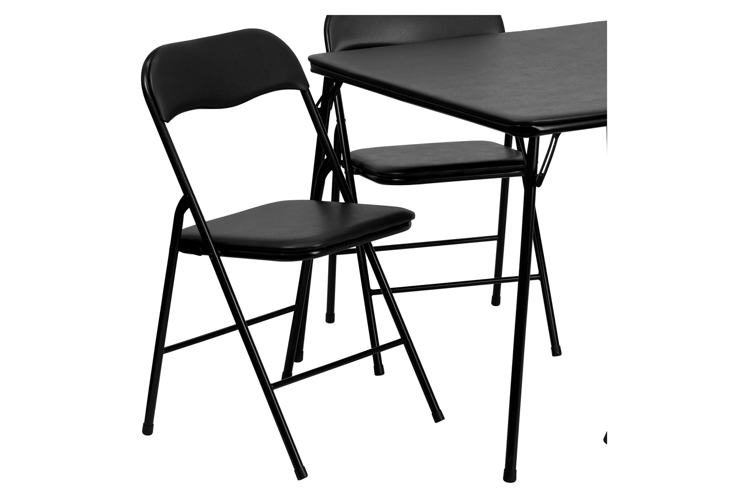 BLNK Madison Folding Card Table and Chair Set 5 Piece - Black