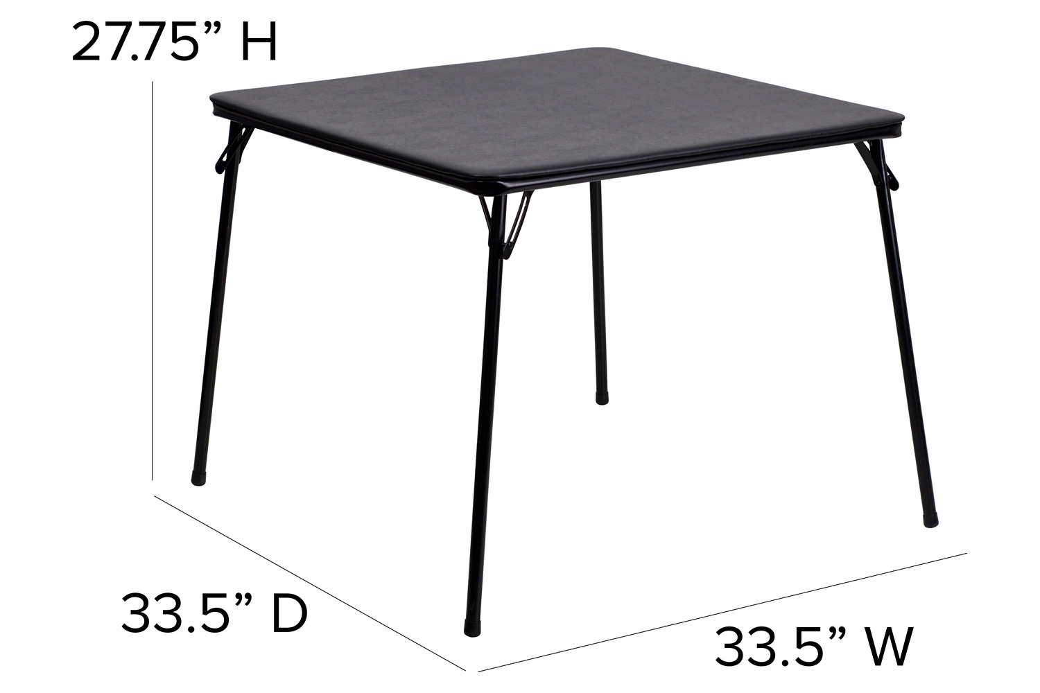 BLNK Madison Folding Card Table and Chair Set 5 Piece - Black