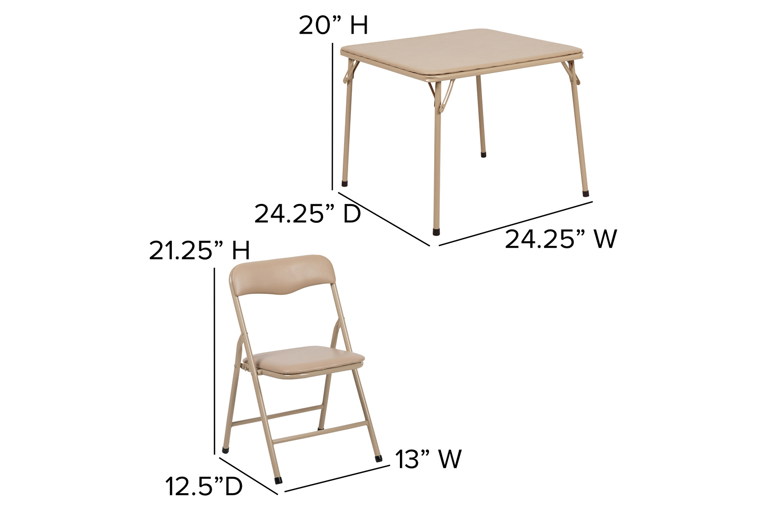 BLNK™ Mindy Kids Folding Table and Chair Set 3 Piece - Tan