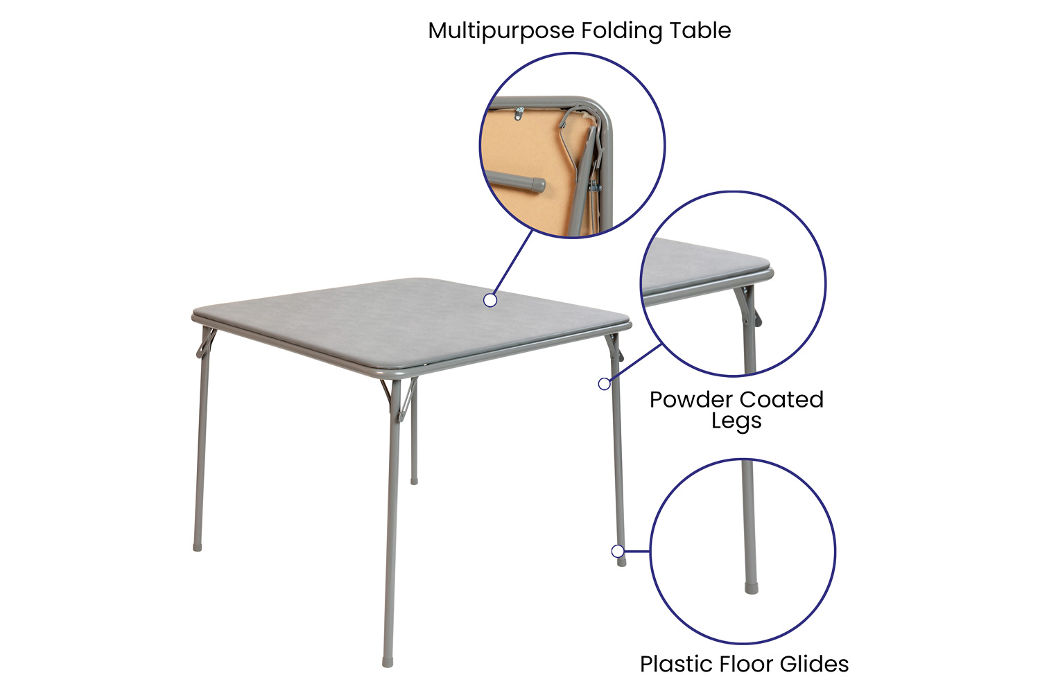 BLNK Madelyn Folding Card Table - Gray