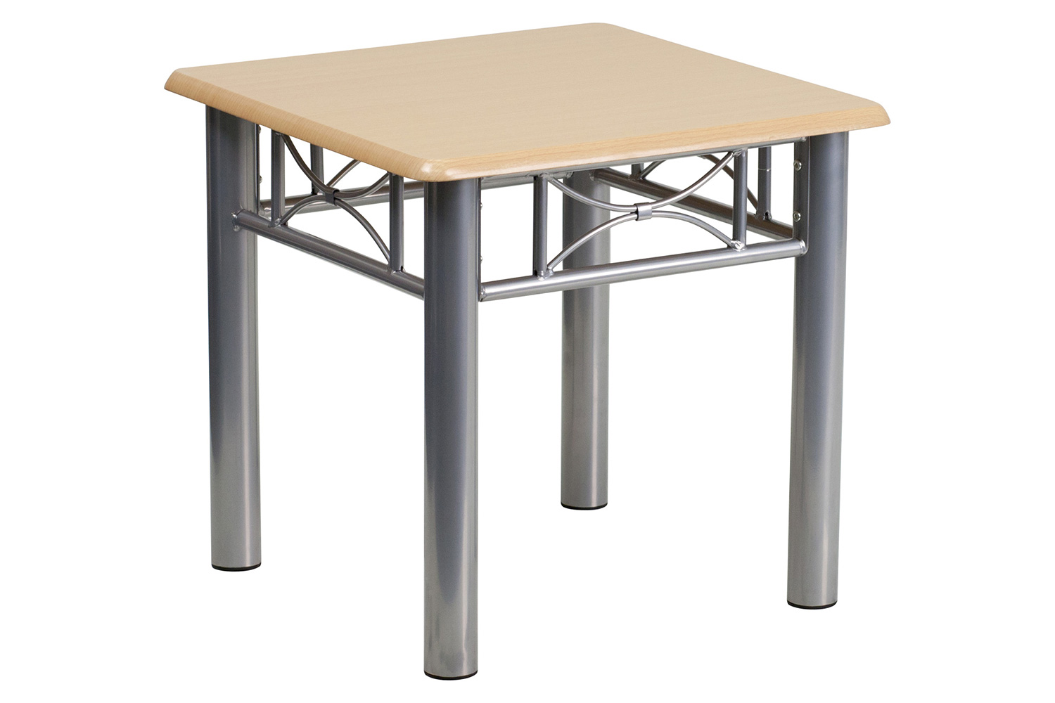 BLNK - Troy Natural Laminate End Table with Silver Steel Frame