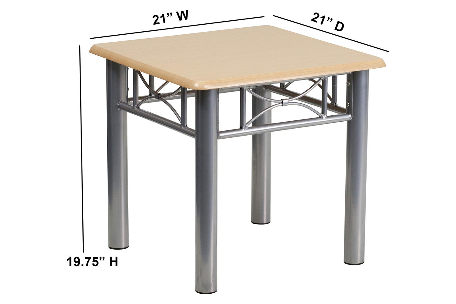 BLNK - Troy Natural Laminate End Table with Silver Steel Frame