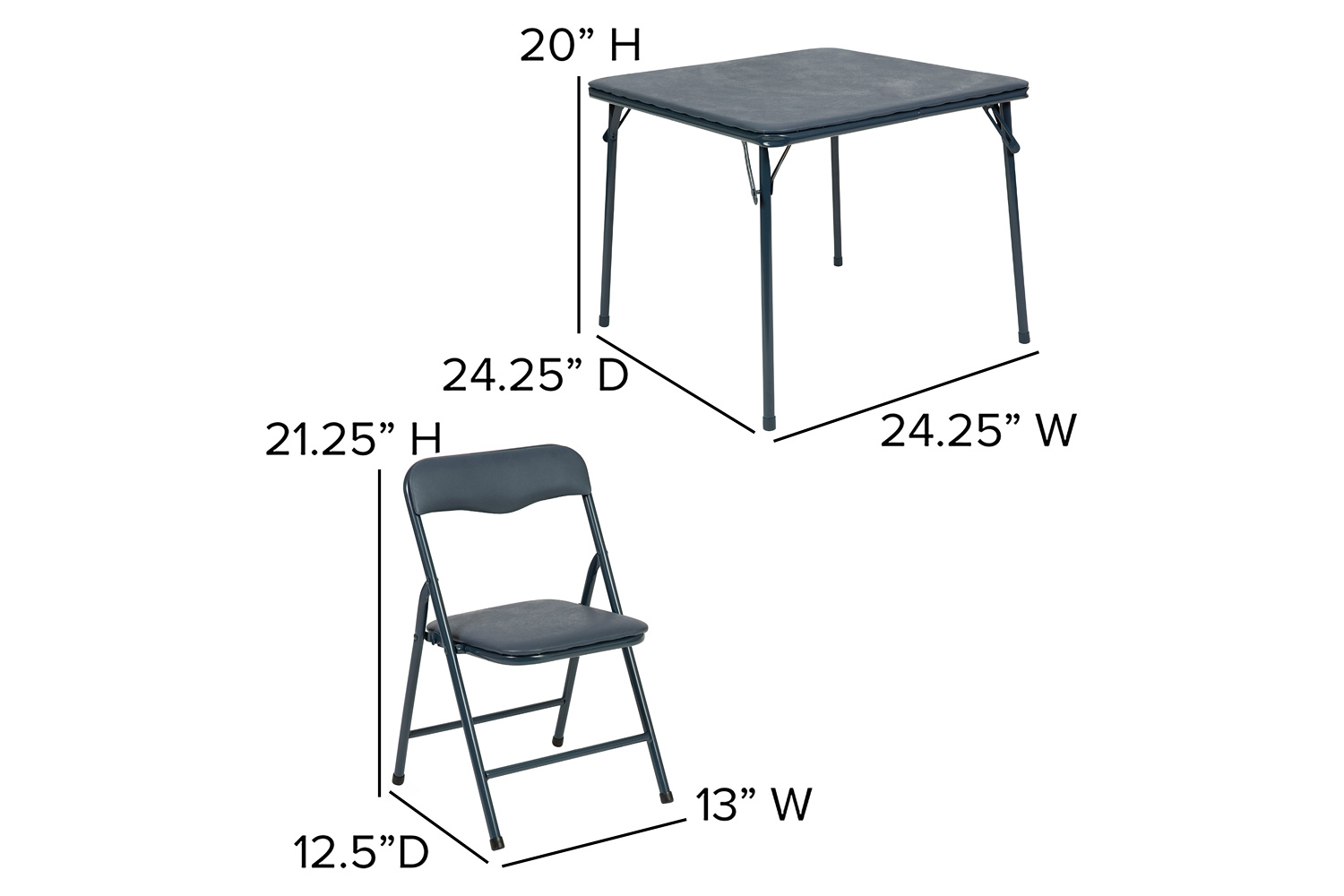 BLNK Mindy Kids Folding Table and Chair Set 5 Piece - Navy