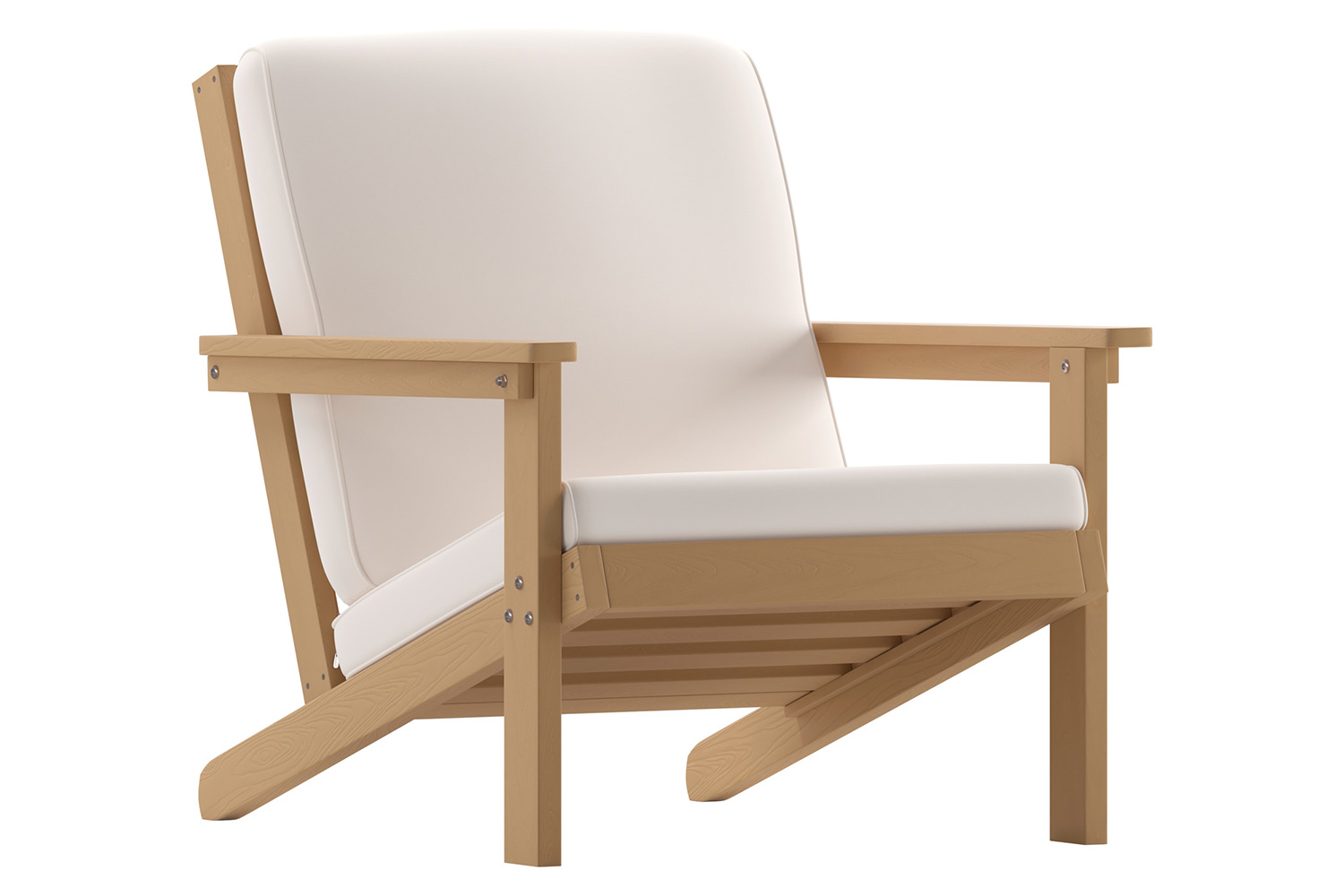 BLNK Charlestown All-Weather Poly Resin Wood Adirondack Style Deep Seat Patio Club Chair with Cushions - Natural Cedar/Cream