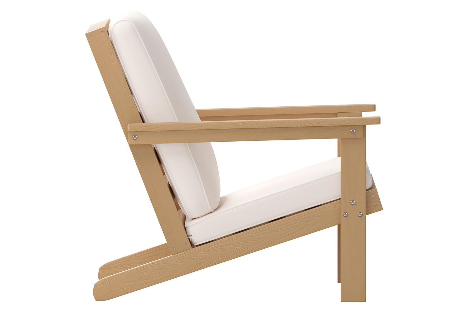 BLNK Charlestown All-Weather Poly Resin Wood Adirondack Style Deep Seat Patio Club Chair with Cushions - Natural Cedar/Cream