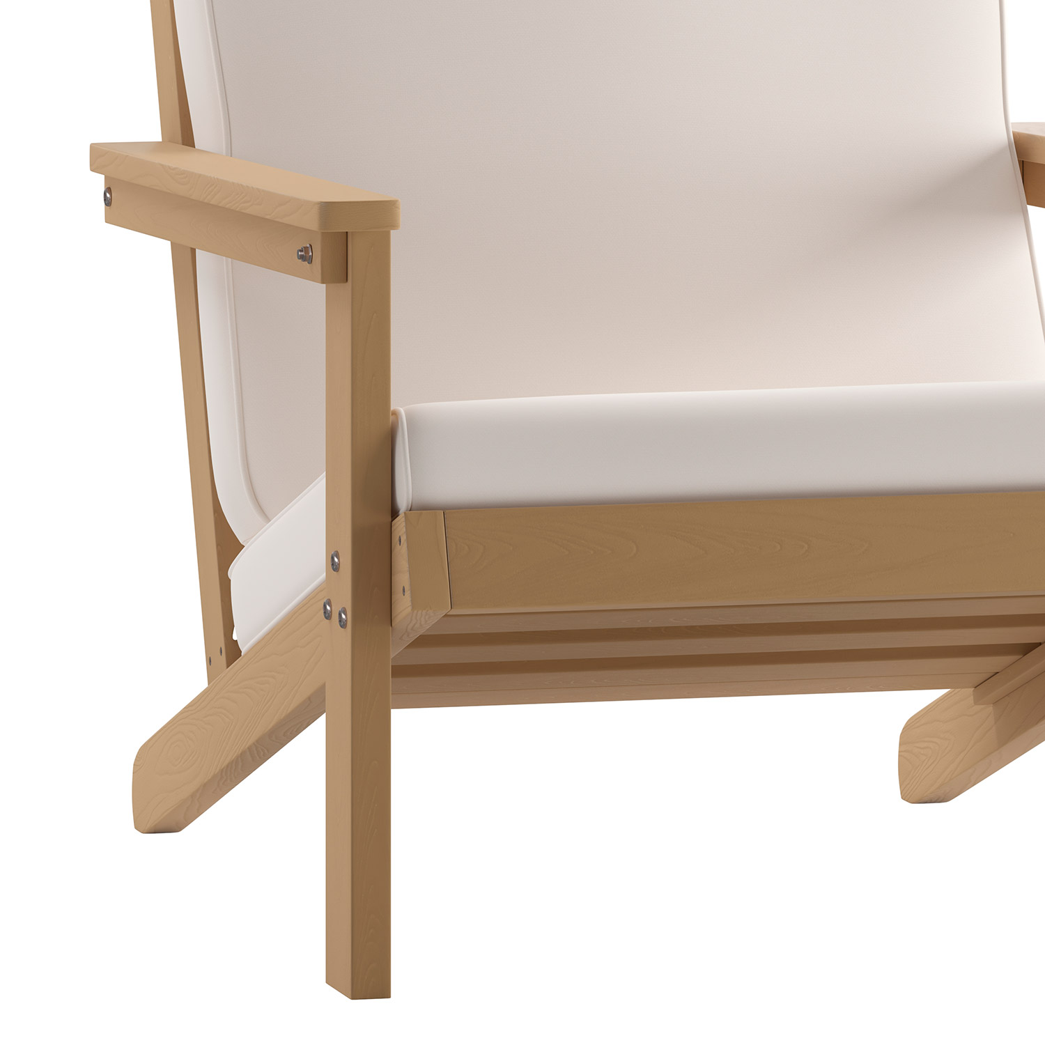 BLNK Charlestown All-Weather Poly Resin Wood Adirondack Style Deep Seat Patio Club Chair with Cushions - Natural Cedar/Cream