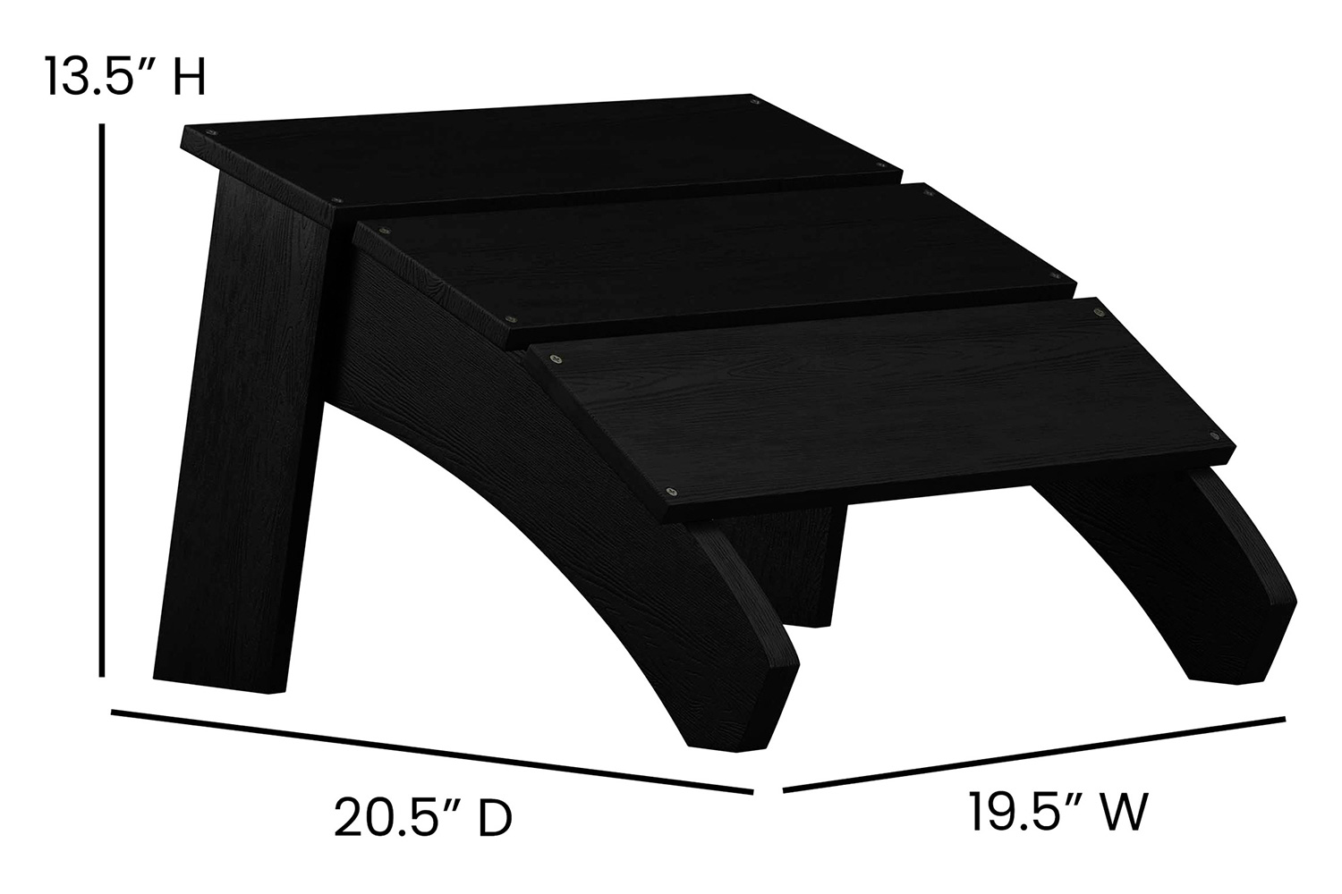 BLNK™ Sawyer Commercial All-Weather Poly Resin Wood Adirondack Ottoman Foot Rest - Black