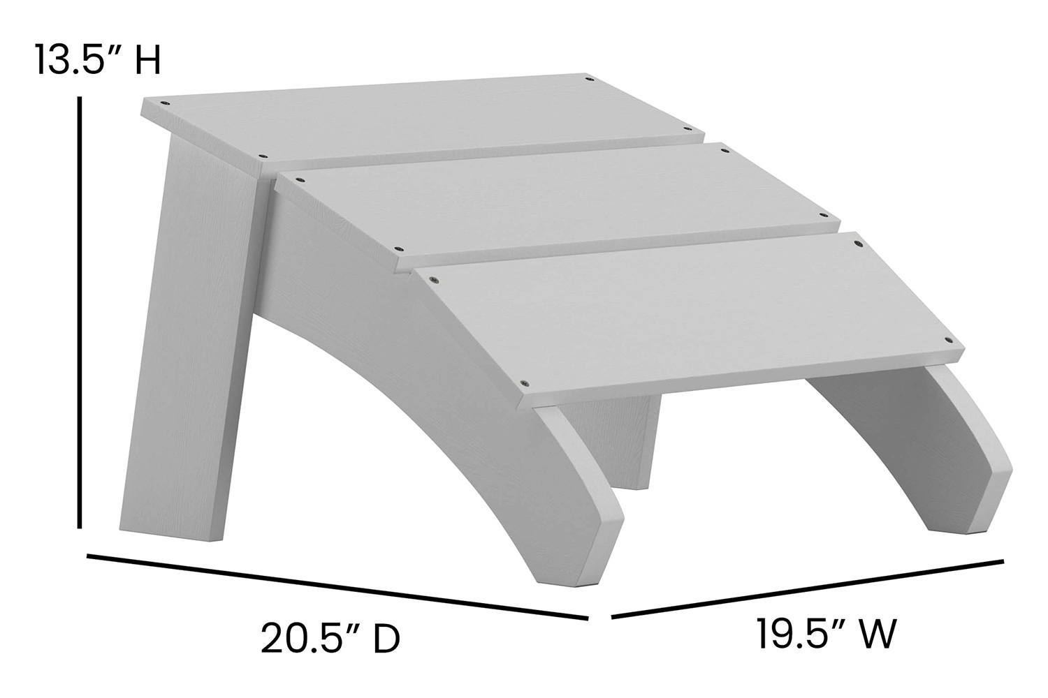 BLNK™ Sawyer Commercial All-Weather Poly Resin Wood Adirondack Ottoman Foot Rest - White