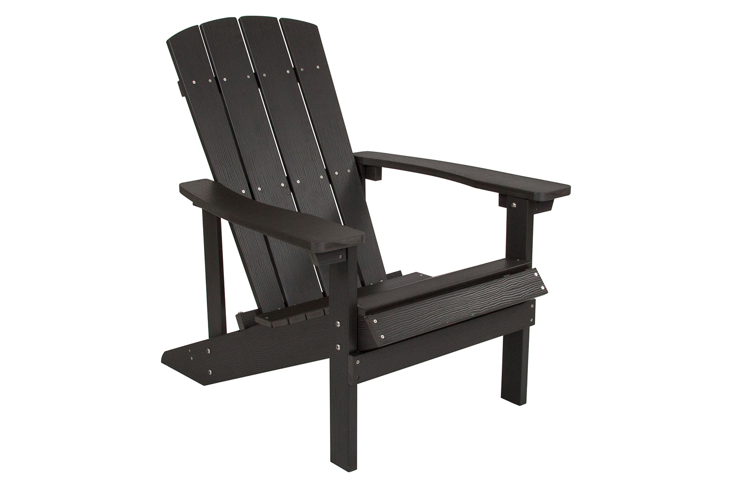 BLNK Charlestown Commercial All-Weather Poly Resin Wood Adirondack Chairs with Side Table 2 Pack - Black