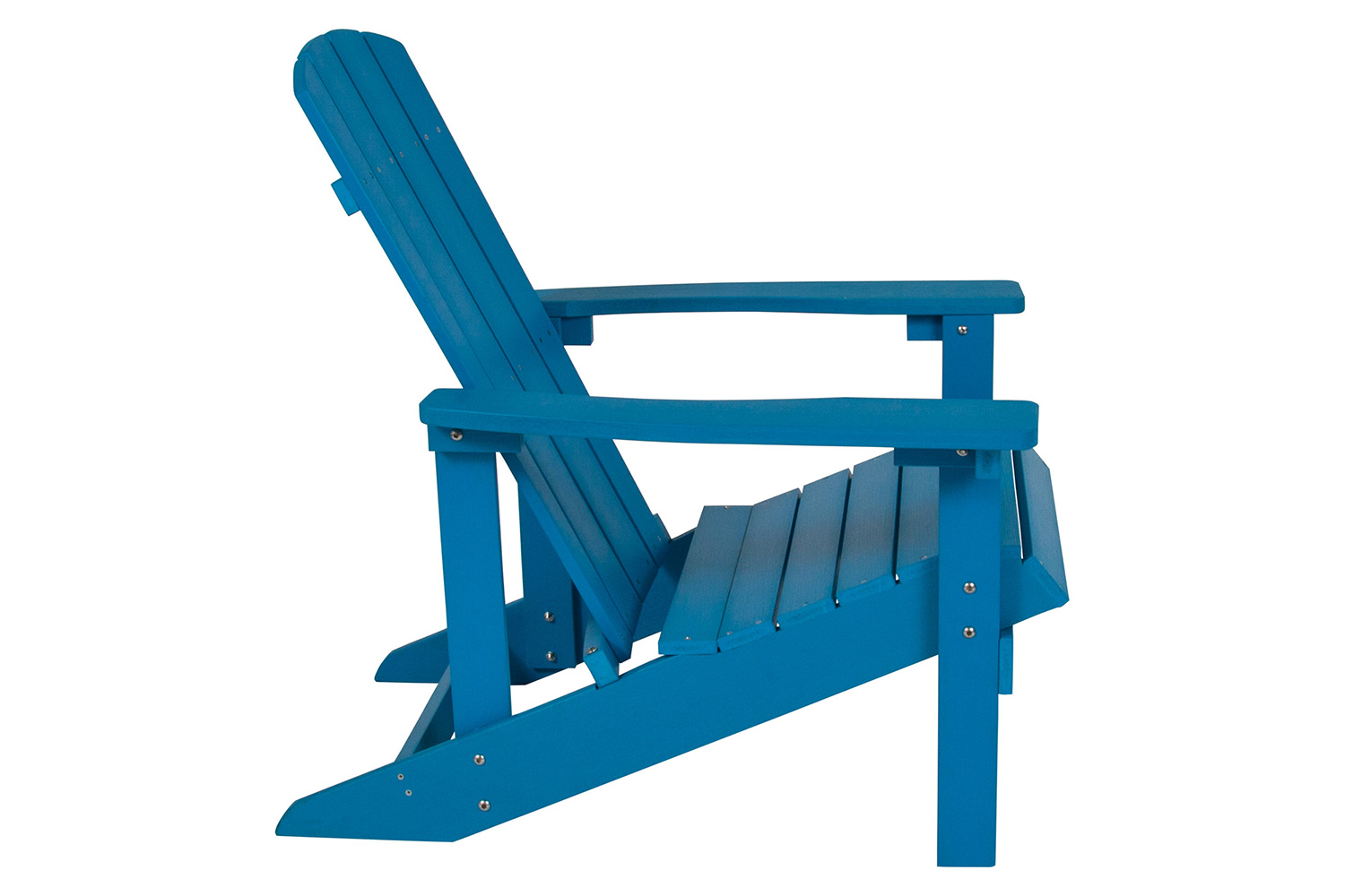 BLNK Charlestown Commercial All-Weather Poly Resin Wood Adirondack Chairs with Side Table 2 Pack - Blue