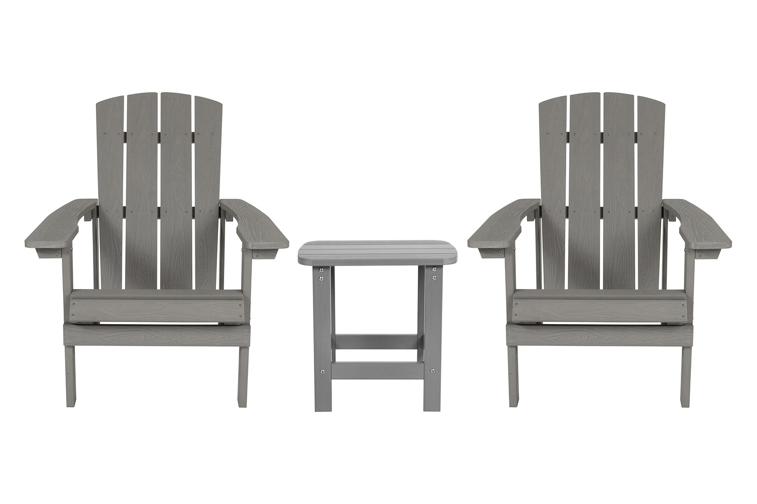 BLNK - Charlestown Commercial All-Weather Poly Resin Wood Adirondack Chairs with Side Table 2 Pack