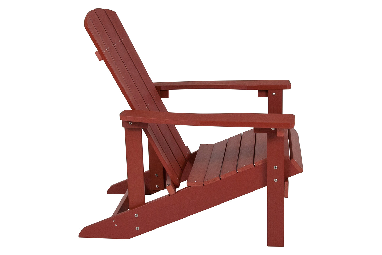 BLNK Charlestown Commercial All-Weather Poly Resin Wood Adirondack Chairs with Side Table 2 Pack - Red