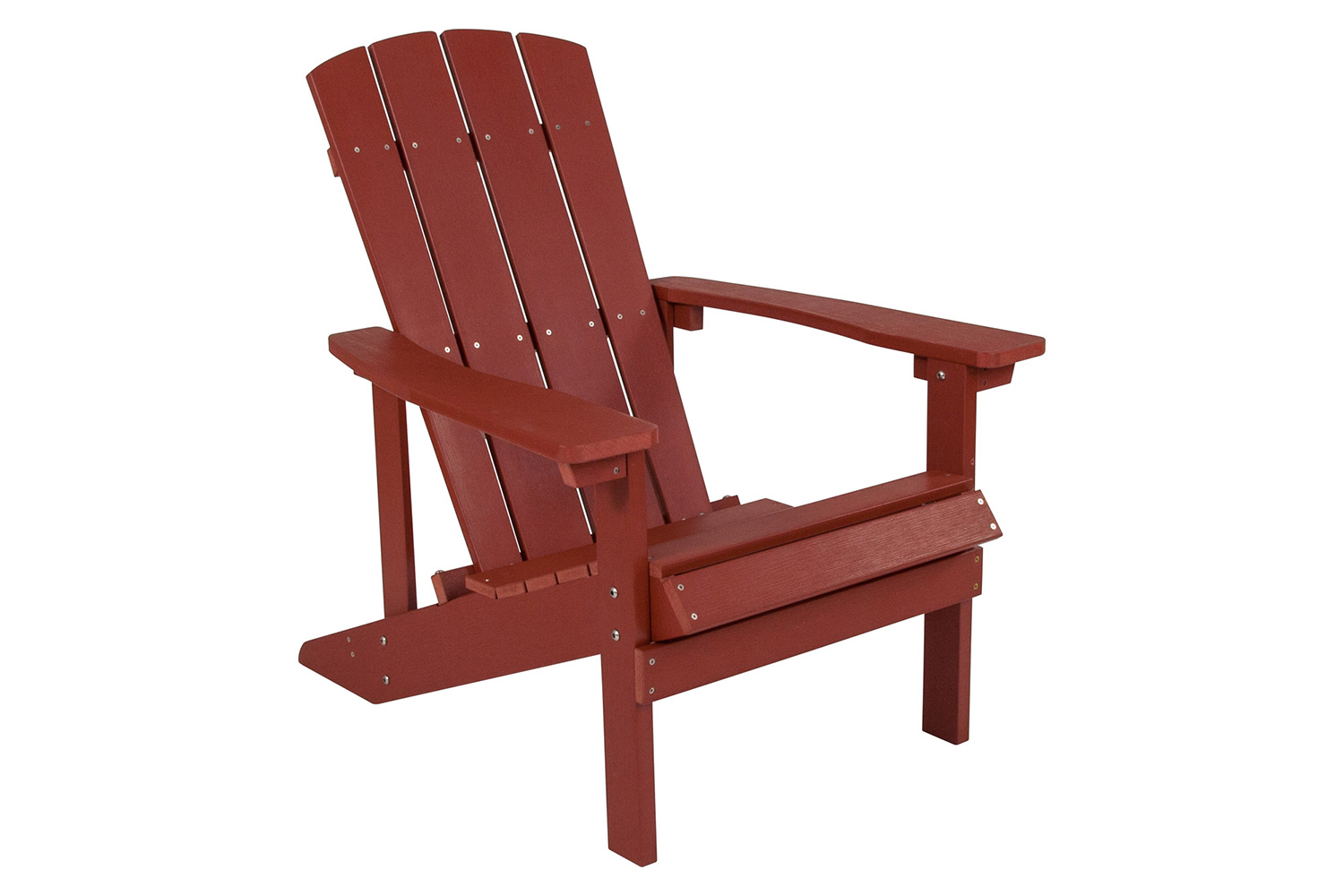 BLNK Charlestown Commercial All-Weather Poly Resin Wood Adirondack Chairs with Side Table 2 Pack - Red