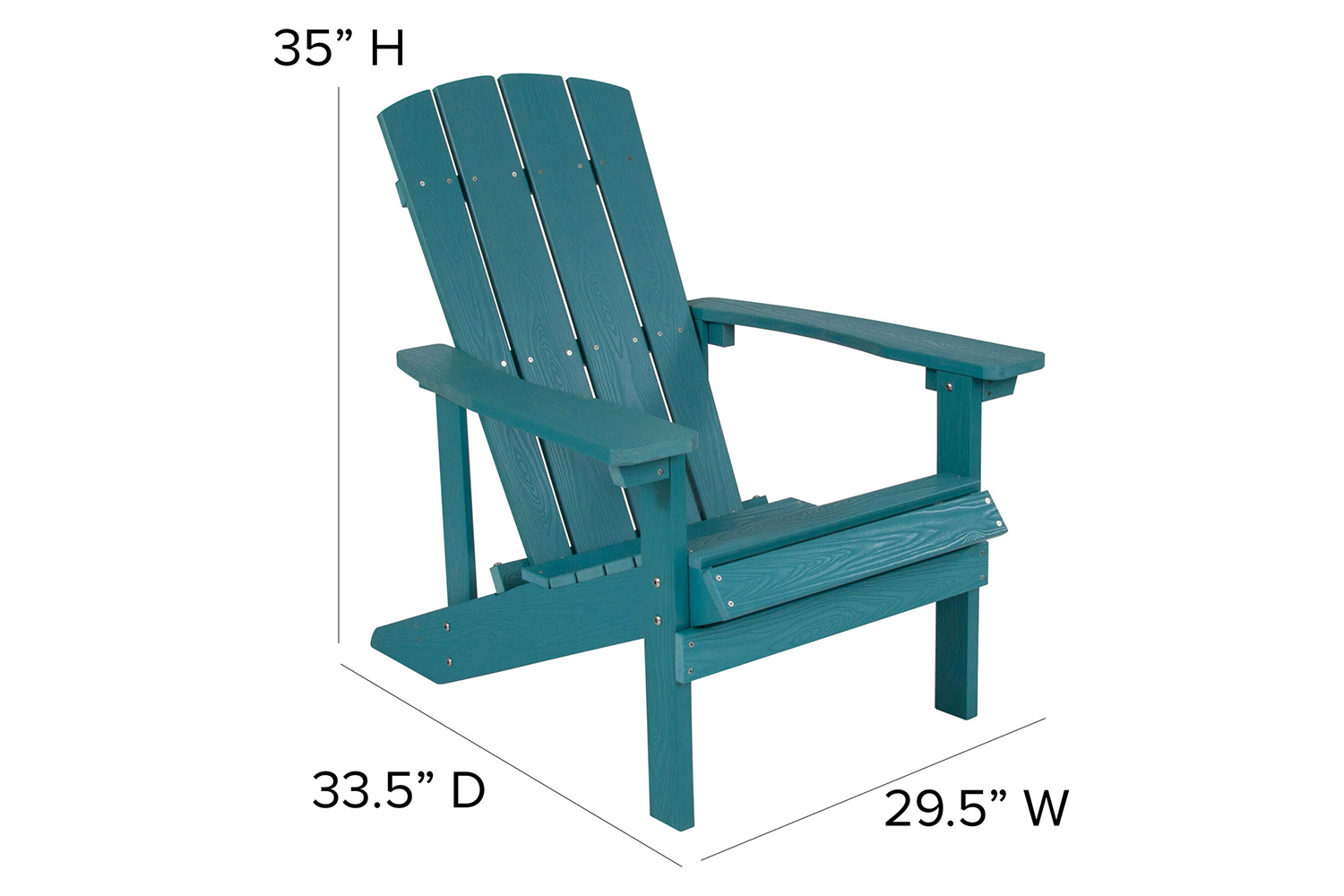 BLNK Charlestown Commercial All-Weather Poly Resin Wood Adirondack Chairs with Side Table 2 Pack - Sea Foam