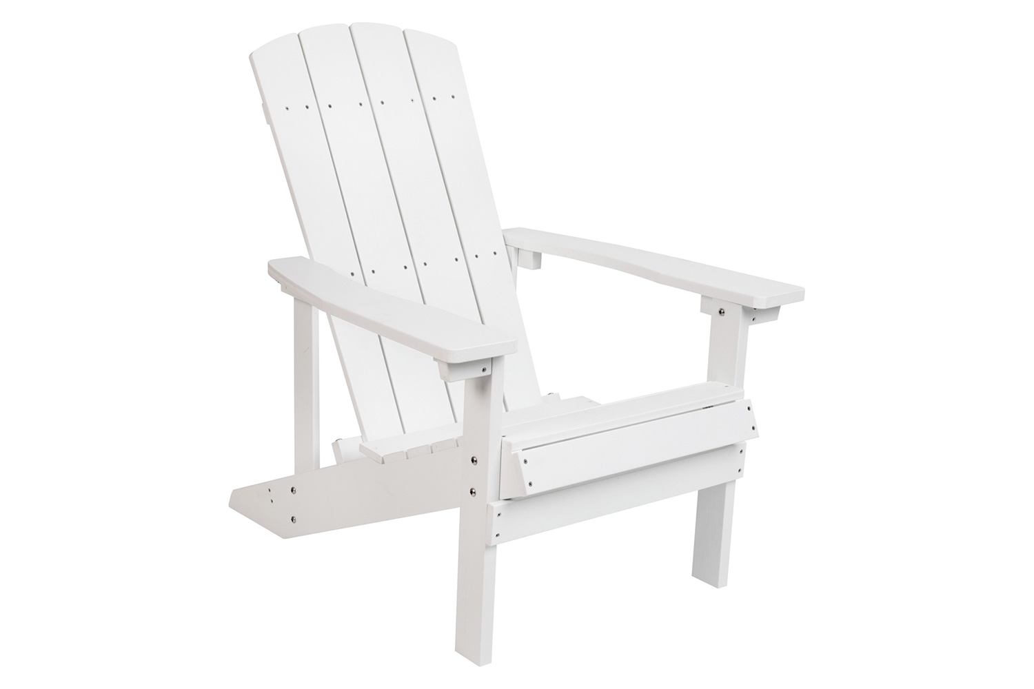 BLNK Charlestown Commercial All-Weather Poly Resin Wood Adirondack Chairs with Side Table 2 Pack - White