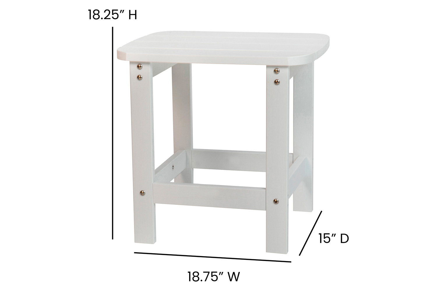 BLNK Charlestown Commercial All-Weather Poly Resin Wood Adirondack Chairs with Side Table 2 Pack - White