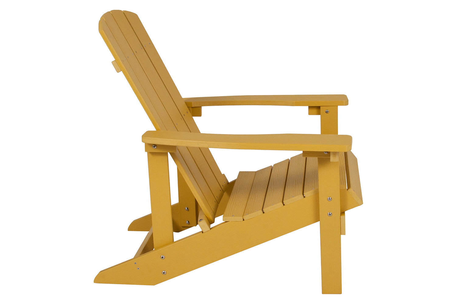 BLNK Charlestown Commercial All-Weather Poly Resin Wood Adirondack Chairs with Side Table 2 Pack - Yellow