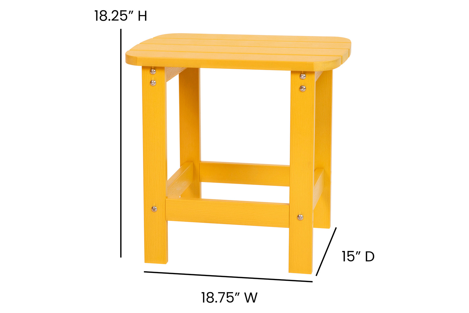 BLNK Charlestown Commercial All-Weather Poly Resin Wood Adirondack Chairs with Side Table 2 Pack - Yellow