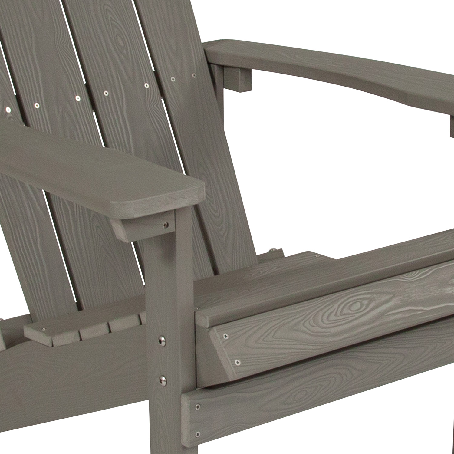 BLNK™ Charlestown Commercial All-Weather Poly Resin Wood Adirondack Chair - Gray