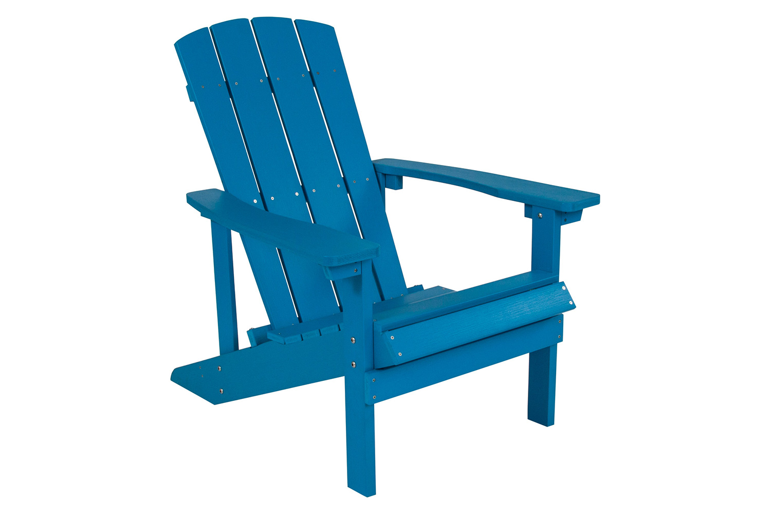 BLNK Charlestown Commercial Poly Resin Wood Adirondack Chair Set with Star and Moon Firepit with Mesh Cover 3 Piece - Blue