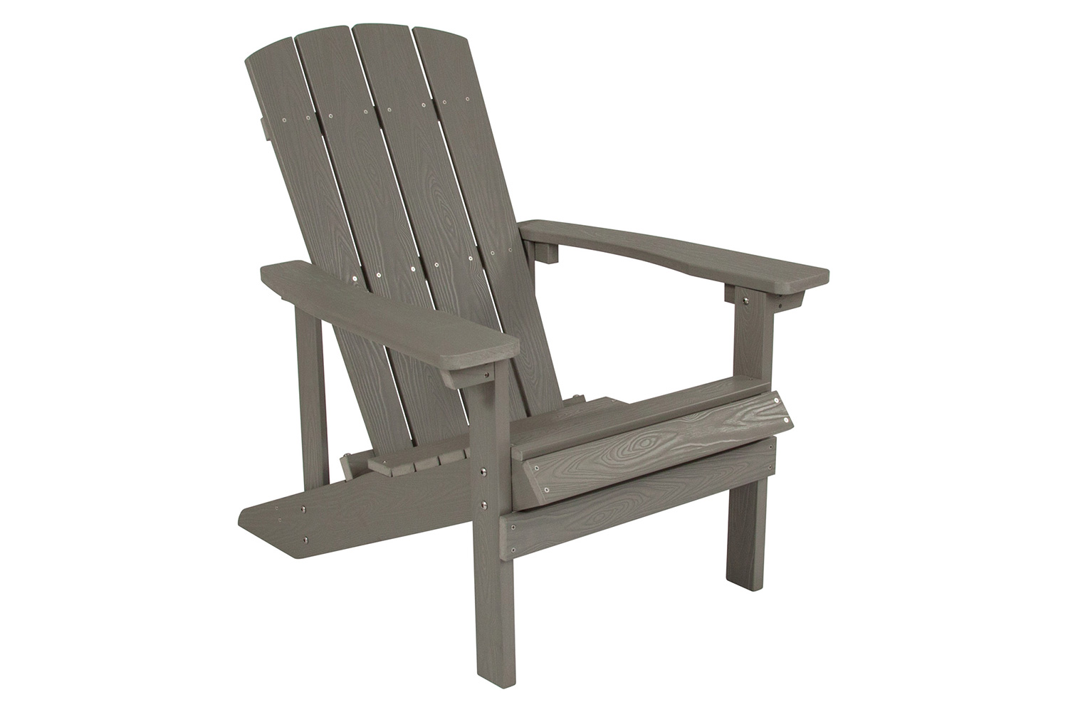 BLNK Charlestown Commercial Poly Resin Wood Adirondack Chair Set with Star and Moon Firepit with Mesh Cover 3 Piece - Gray