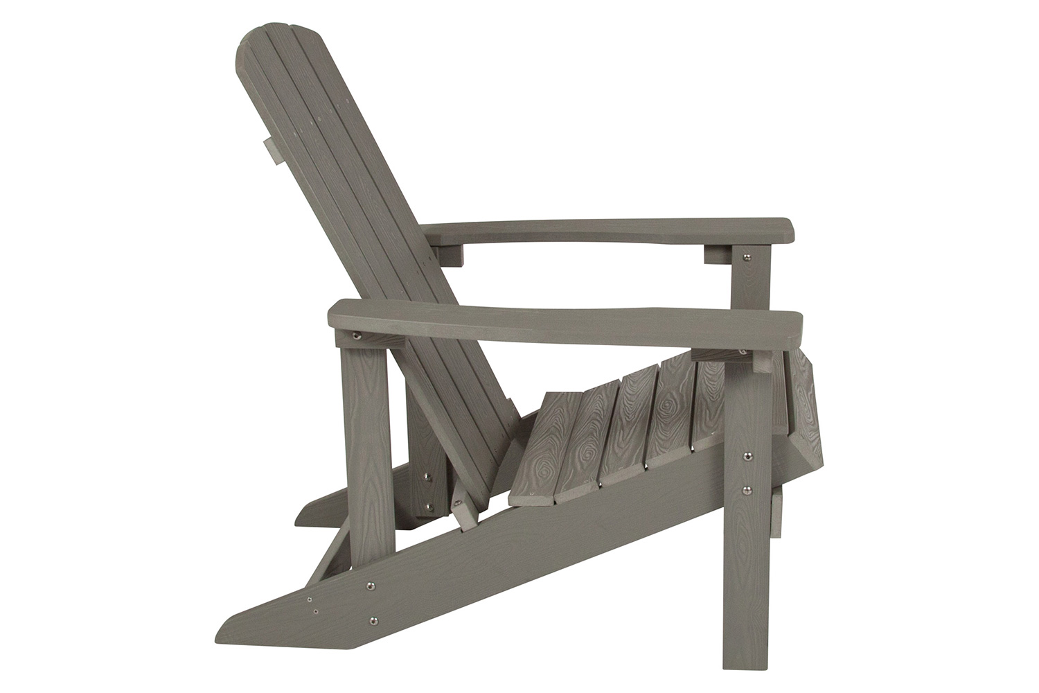 BLNK Charlestown Commercial Poly Resin Wood Adirondack Chair Set with Star and Moon Firepit with Mesh Cover 3 Piece - Gray