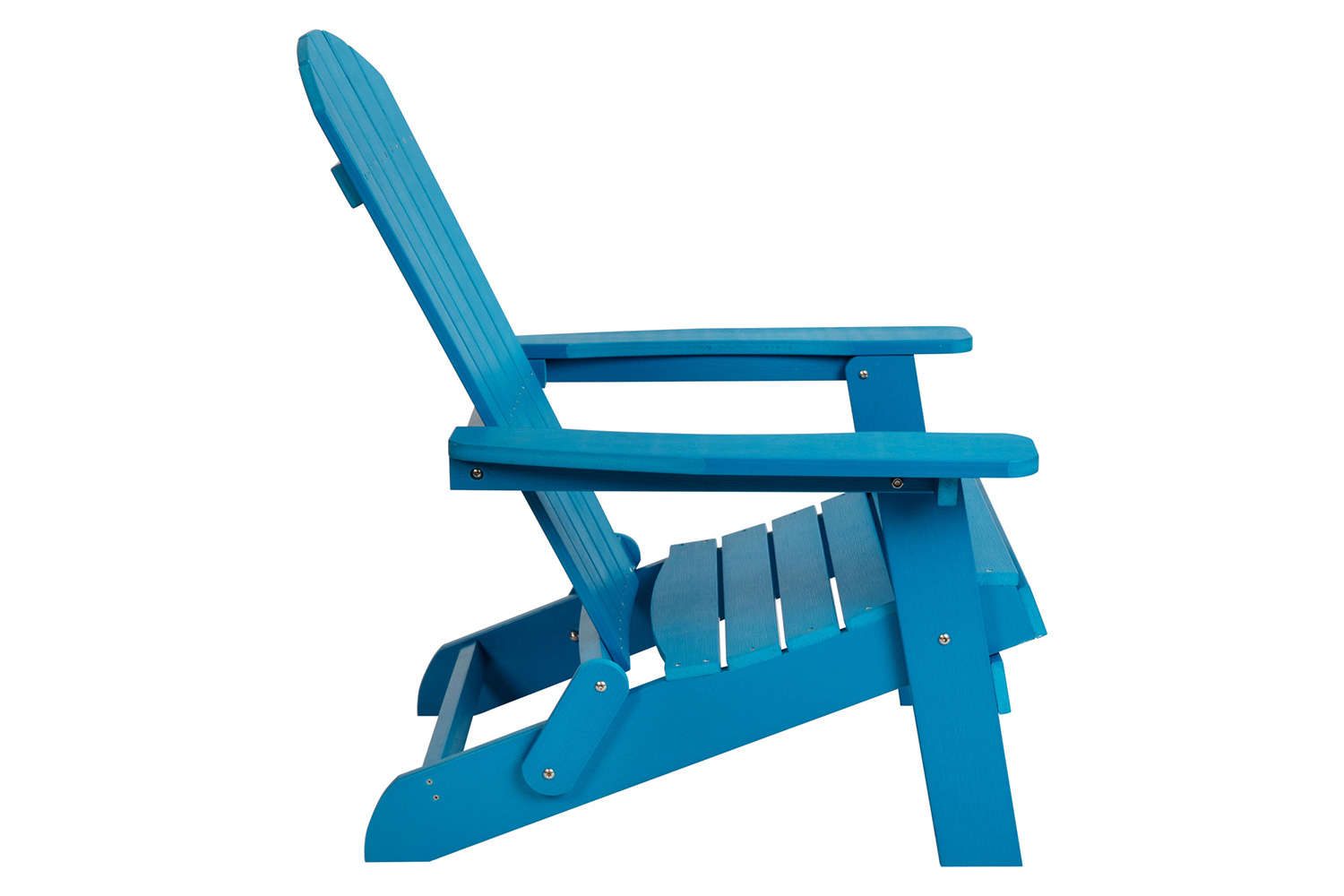 BLNK Charlestown Commercial All-Weather Poly Resin Wood Folding Adirondack Chairs with Side Table 2 Pack - Blue