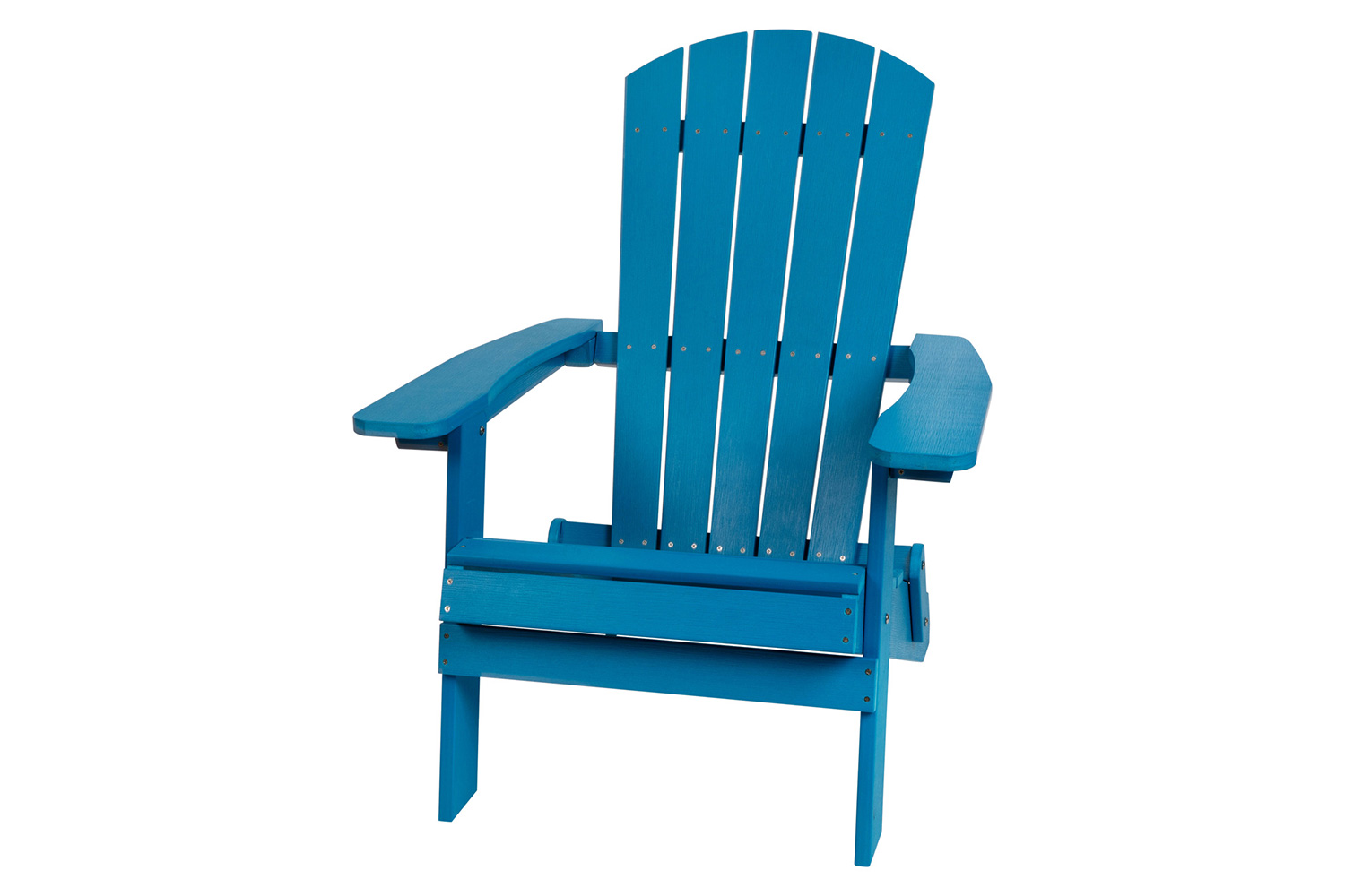 BLNK Charlestown Commercial All-Weather Poly Resin Wood Folding Adirondack Chairs with Side Table 2 Pack - Blue