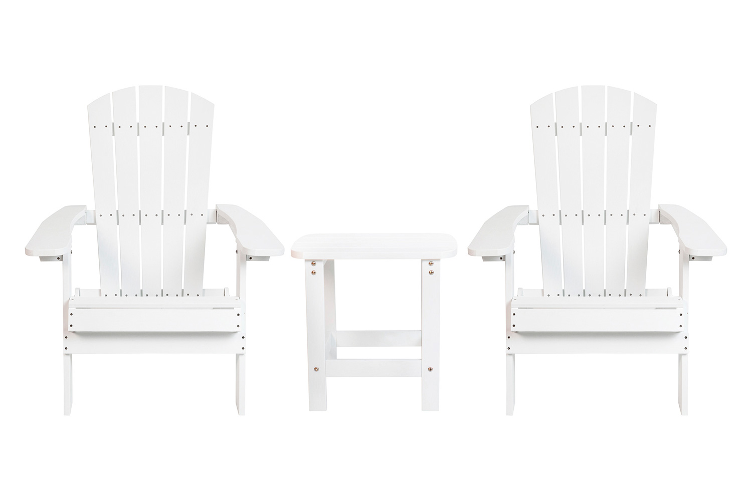 BLNK - Charlestown Commercial All-Weather Poly Resin Wood Folding Adirondack Chair with Side Table 2 Pack