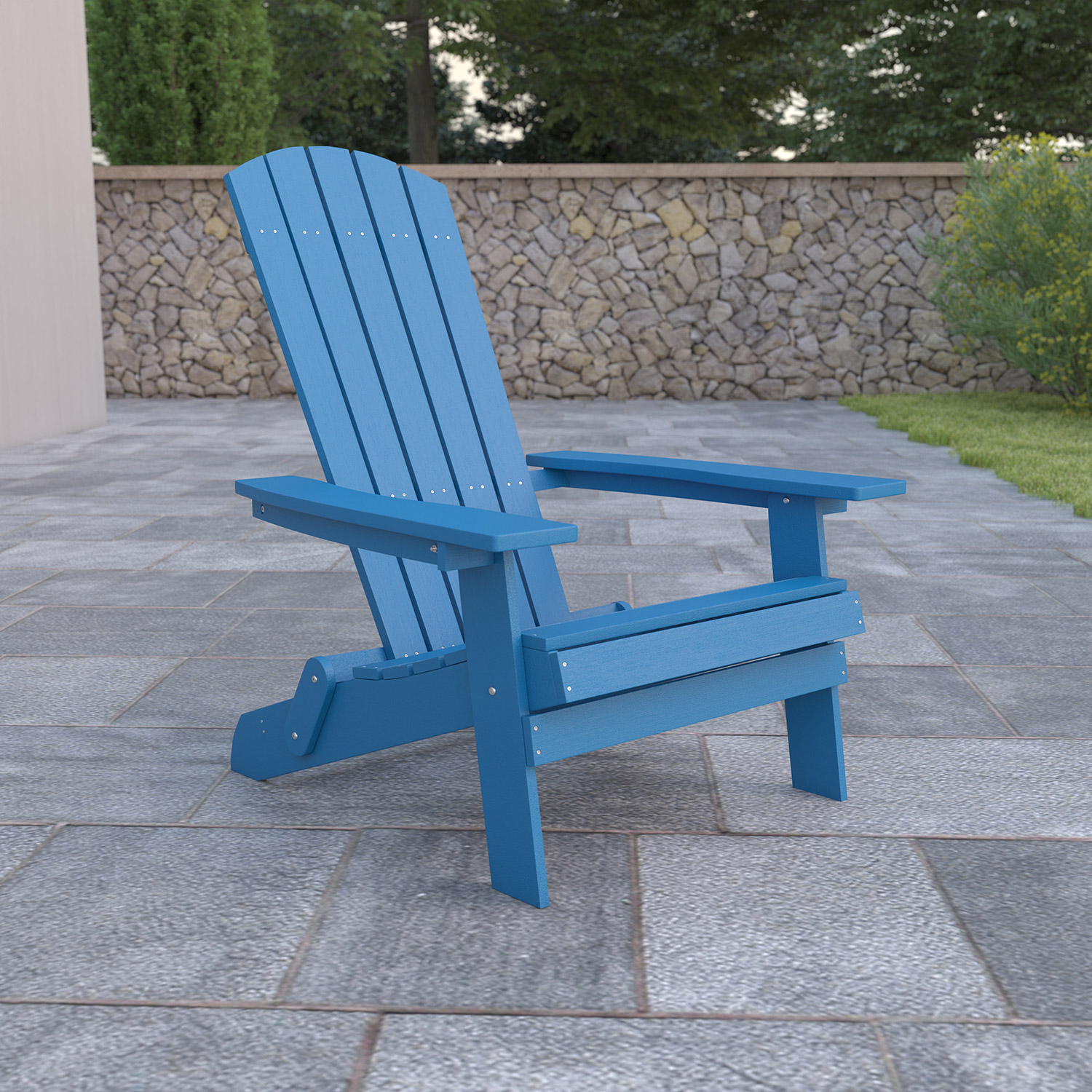 BLNK Charlestown Commercial All-Weather Poly Resin Wood Folding Adirondack Chair