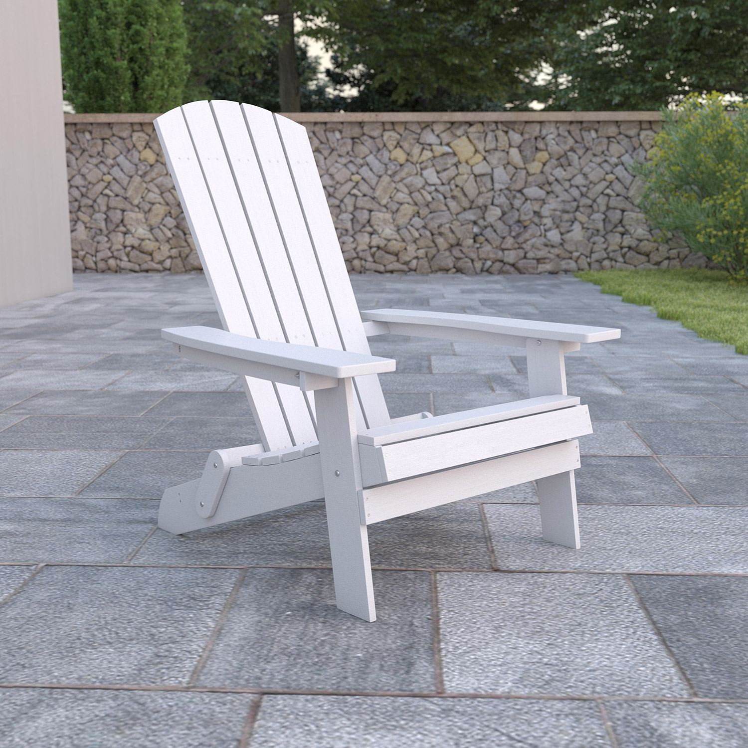 BLNK Charlestown Commercial All-Weather Poly Resin Wood Folding Adirondack Chair