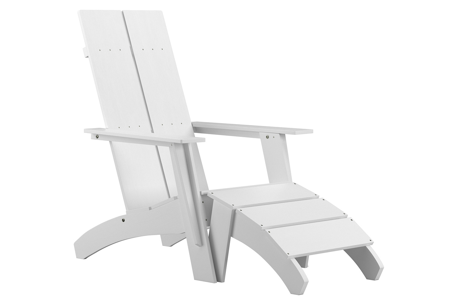 BLNK™ Sawyer Commercial All-Weather Poly Resin Wood Adirondack Chair with Foot Rest - White