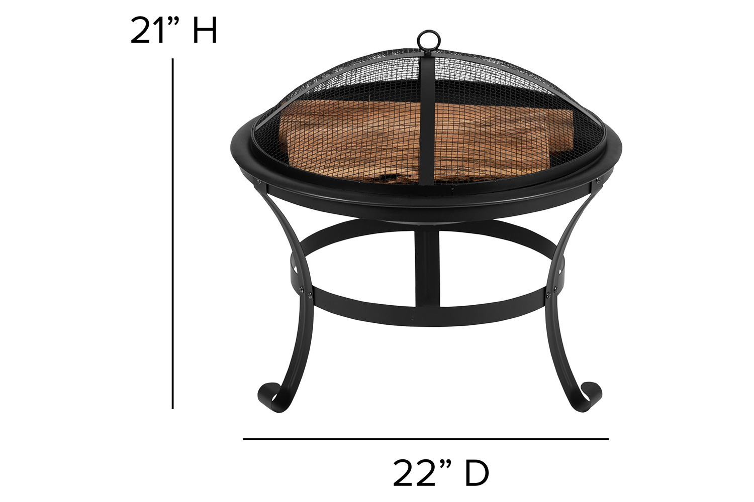 BLNK Sawyer Commercial All-Weather 2-Slat Poly Resin Adirondack Chairs with 22" Round Wood Burning Firepit Set of 2 - Gray