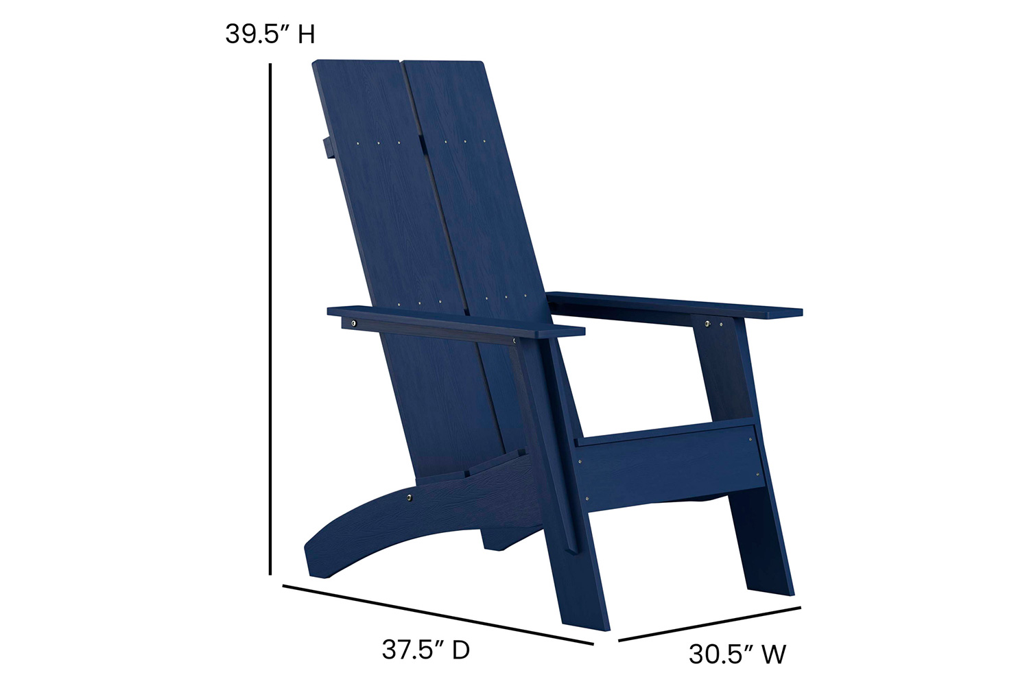 BLNK Sawyer Commercial All-Weather 2-Slat Poly Resin Adirondack Chairs with 22" Round Wood Burning Firepit Set of 2 - Navy