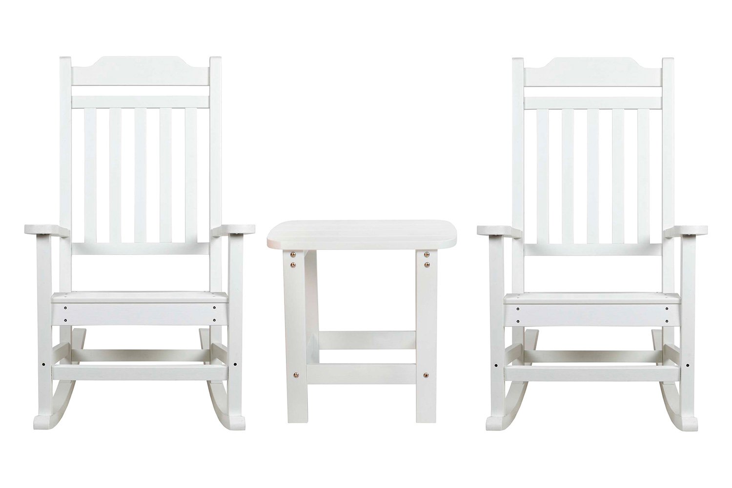 BLNK Winston All-Weather Poly Resin Rocking Chairs with Accent Side Table Set of 2