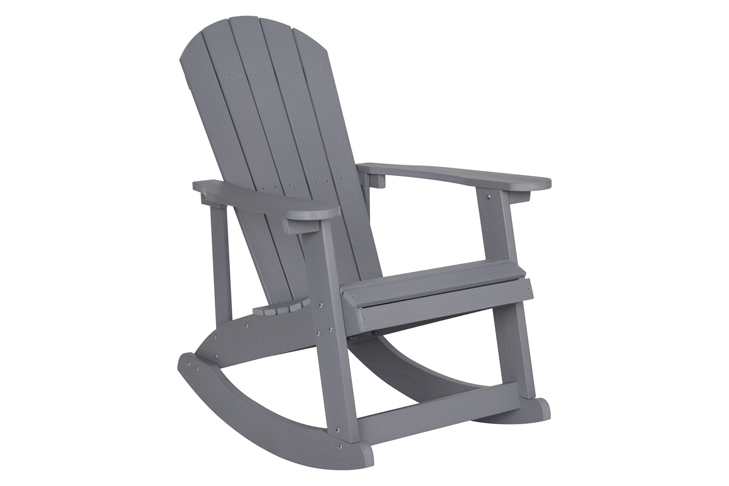 BLNK Savannah Commercial Poly Resin Wood All-Weather Adirondack Rocking Chairs with Side Table Set of 2 - Gray