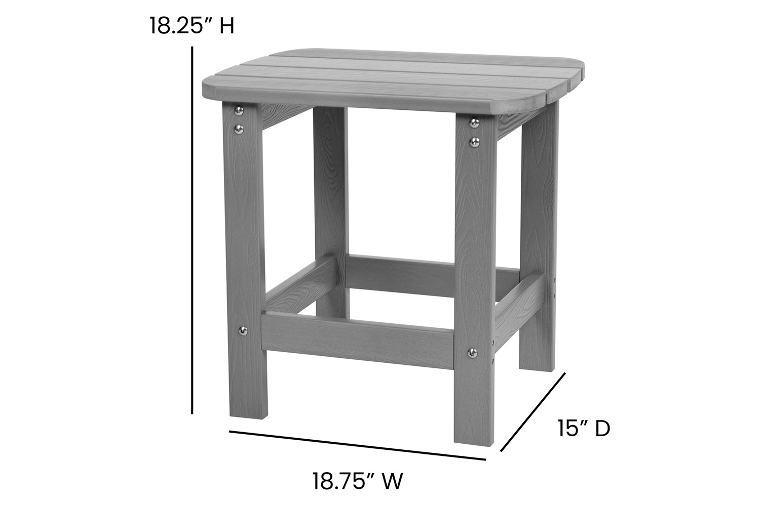 BLNK Savannah Commercial Poly Resin Wood All-Weather Adirondack Rocking Chairs with Side Table Set of 2 - Gray