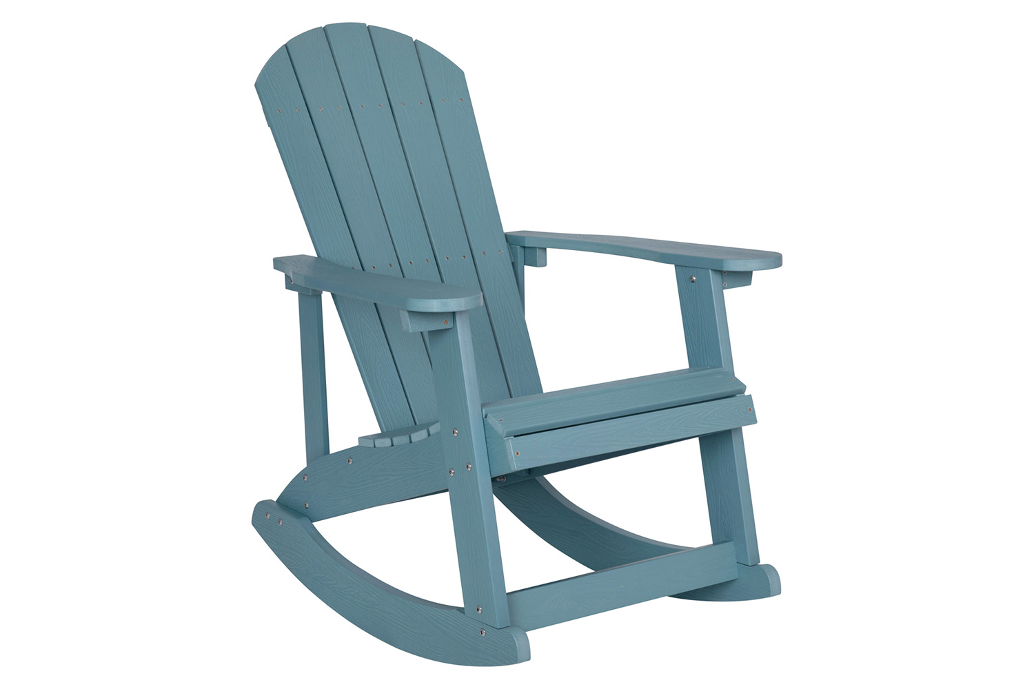 BLNK Savannah Commercial Poly Resin Wood All-Weather Adirondack Rocking Chairs with Side Table Set of 2 - Sea Foam