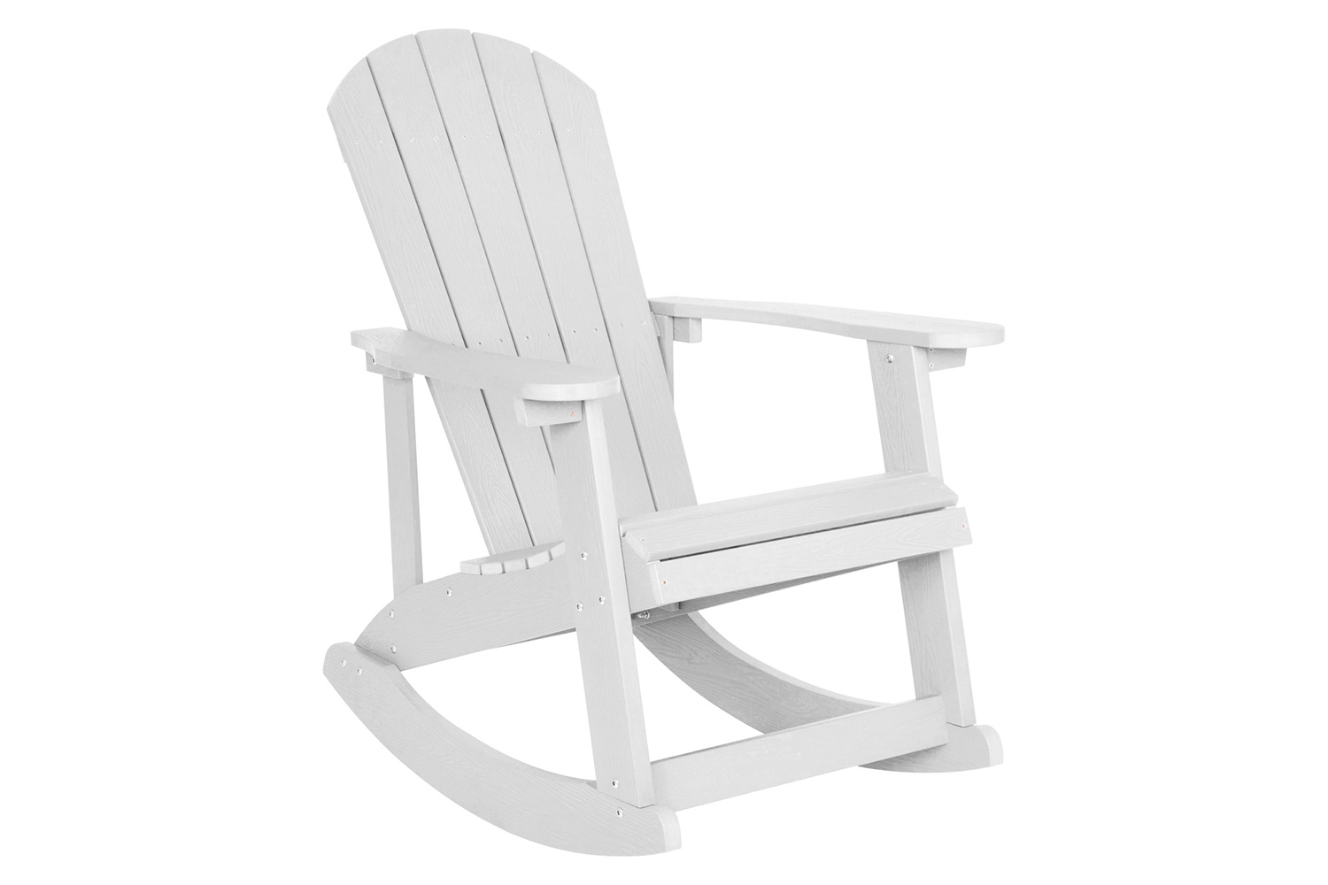 BLNK Savannah Commercial Poly Resin Wood All-Weather Adirondack Rocking Chairs with Side Table Set of 2 - White