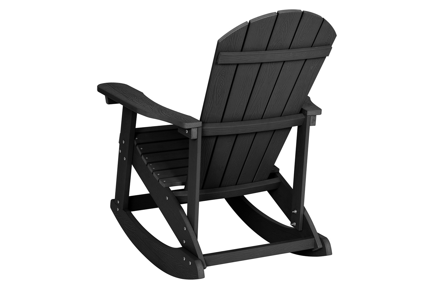 BLNK Savannah Commercial Poly Resin Wood All-Weather Adirondack Rocking Chair with Rust Resistant Stainless Steel Hardware Set of 2 - Black