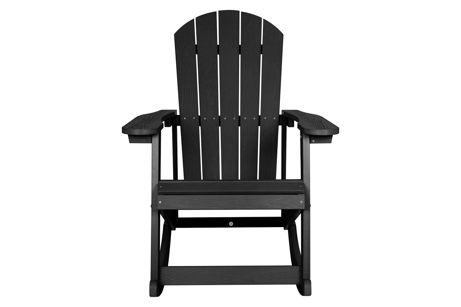 BLNK Savannah Commercial Poly Resin Wood All-Weather Adirondack Rocking Chair with Rust Resistant Stainless Steel Hardware Set of 2 - Black