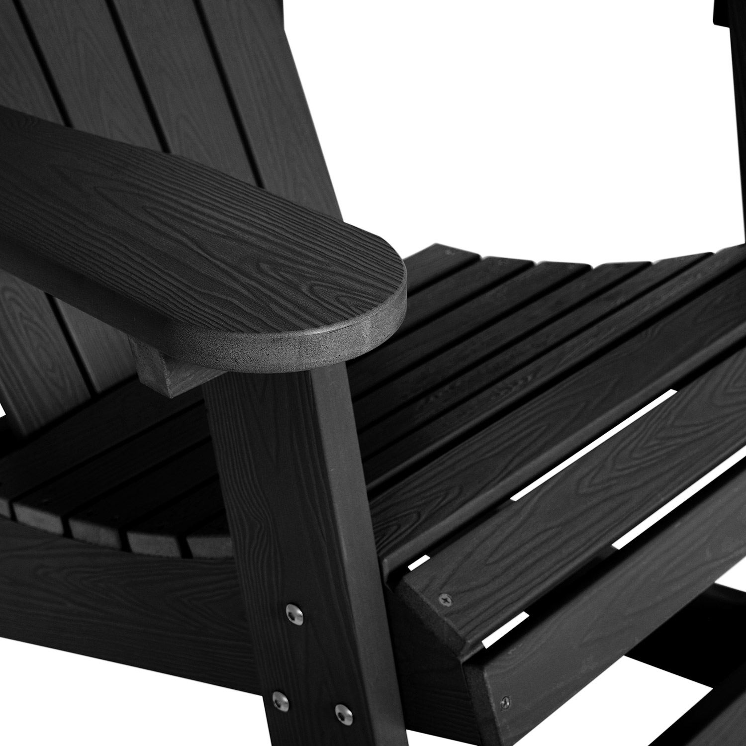 BLNK Savannah Commercial Poly Resin Wood All-Weather Adirondack Rocking Chair with Rust Resistant Stainless Steel Hardware Set of 2 - Black