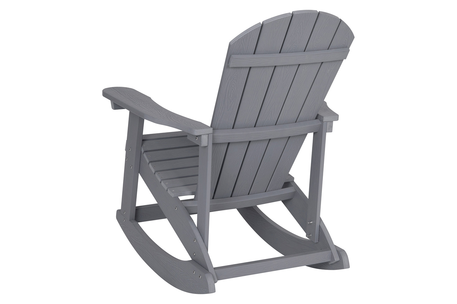 BLNK™ Savannah Commercial Poly Resin Wood All-Weather Adirondack Rocking Chair with Rust Resistant Stainless Steel Hardware - Gray