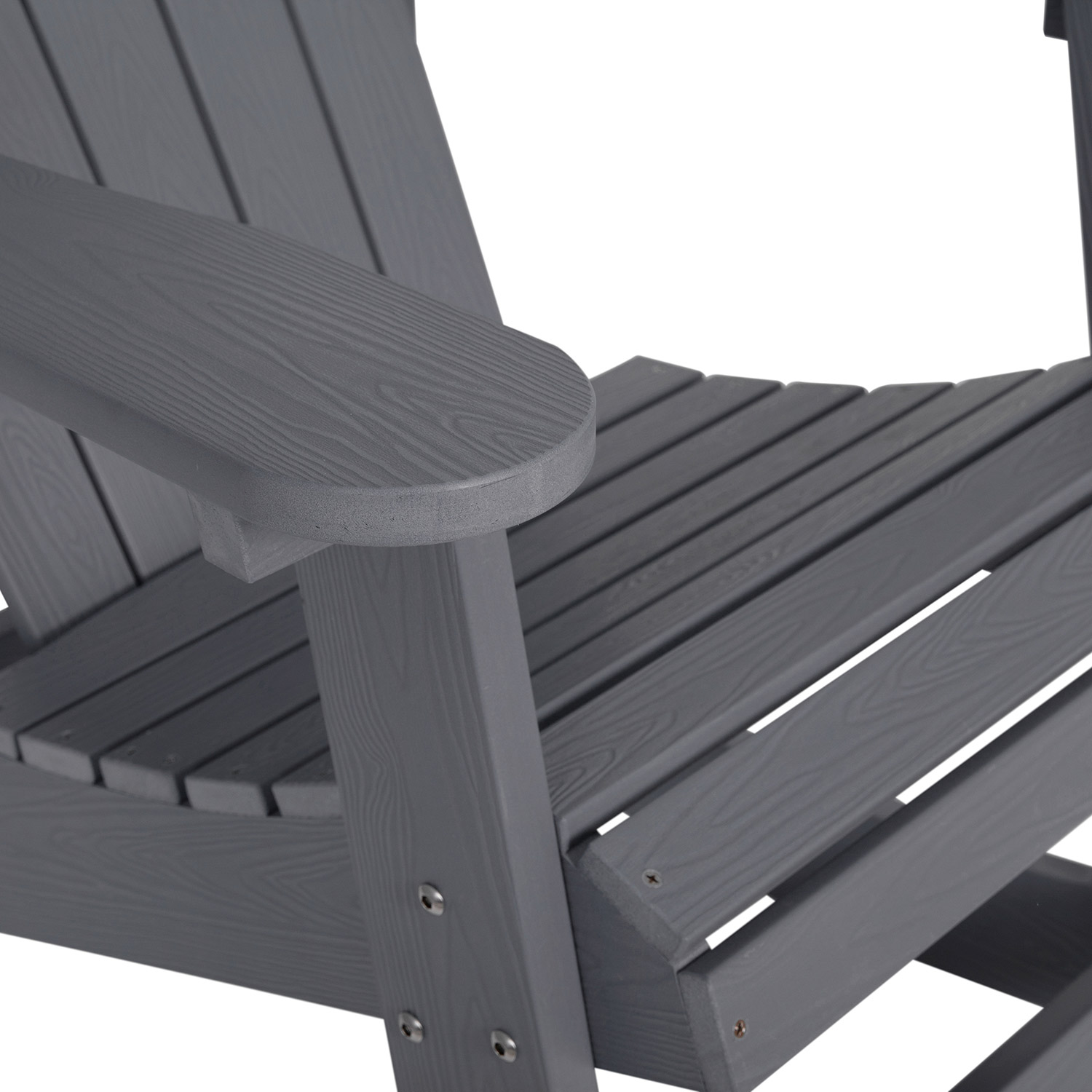 BLNK™ Savannah Commercial Poly Resin Wood All-Weather Adirondack Rocking Chair with Rust Resistant Stainless Steel Hardware - Gray