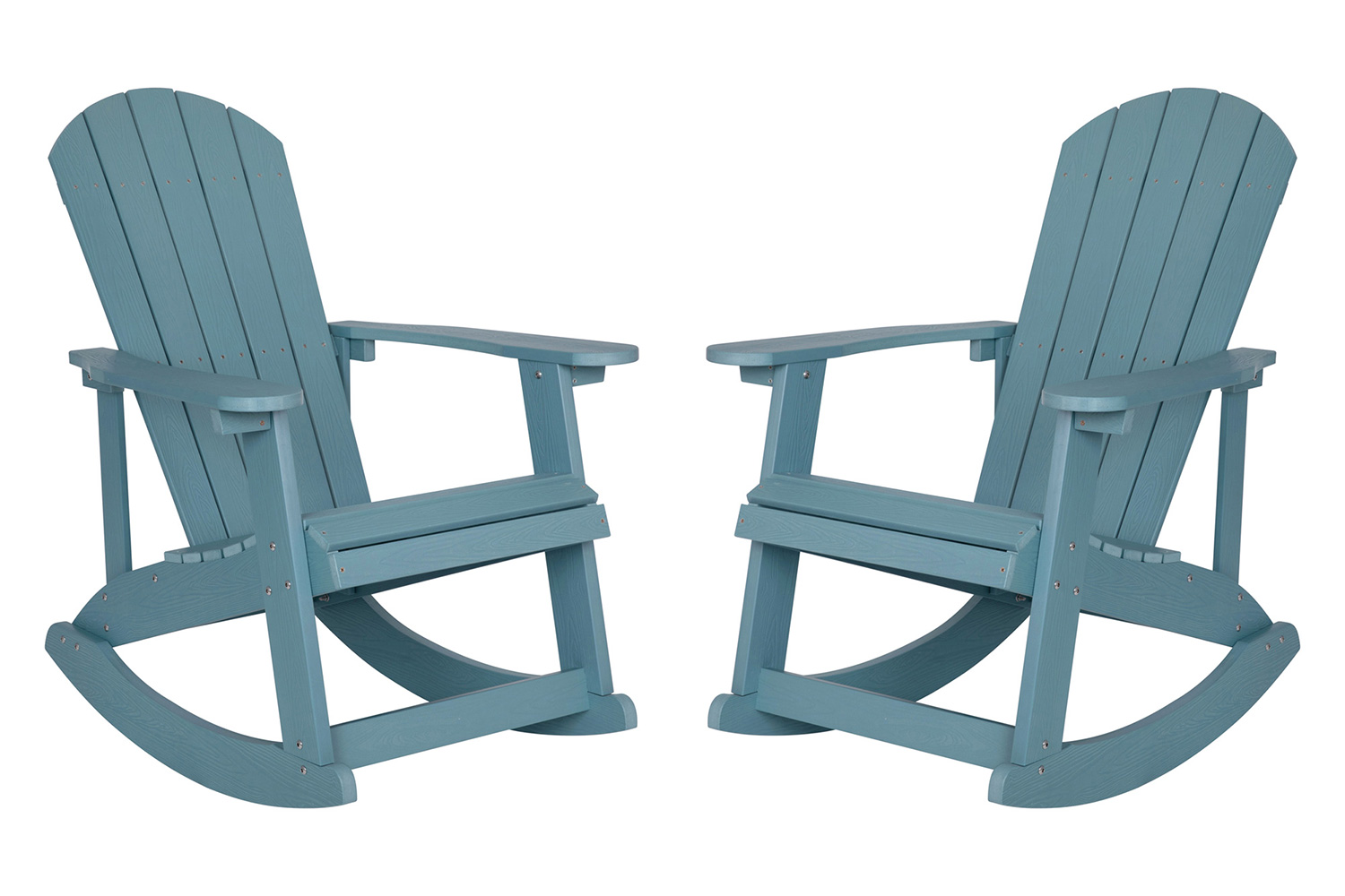 BLNK™ Savannah Commercial Poly Resin Wood All-Weather Adirondack Rocking Chair with Rust Resistant Stainless Steel Hardware Set of 2 - Sea Foam