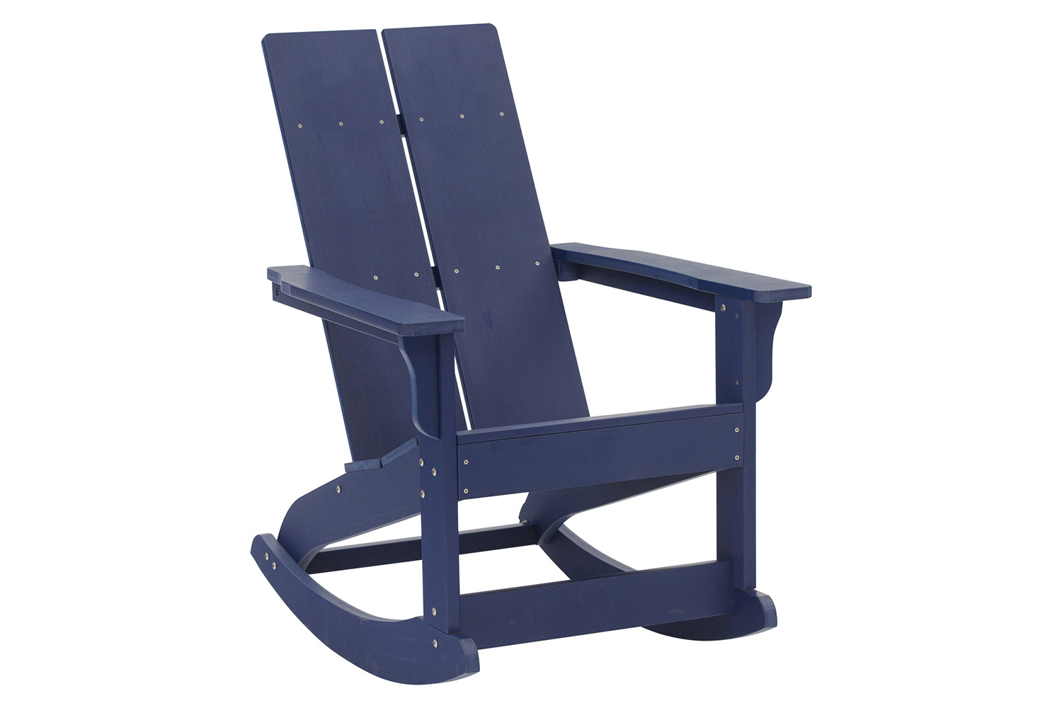 BLNK Finn Commercial All-Weather Poly Resin 2-Slat Rocking Adirondack Chairs with Matching Side Table Set of 2 - Navy